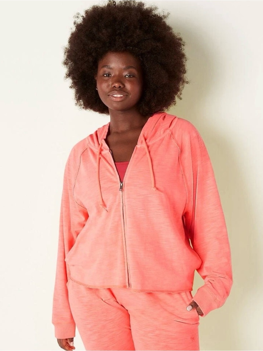 VS PINK SUMMER LOUNGE COTTON ZIP-UP HOODIE Small